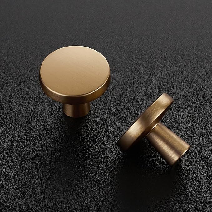 Ravinte 5 Pack Drawer Pulls 1-1/4 Inch Kitchen Cabinet Knobs Solid Round Dresser Drawer Knobs Champagne Bronze Dresser Knobs Drawer Knobs Simple Cabinet Hardware for Cupboard Drawer Pulls
