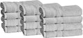 Mosobam Luxury Turkish Set of 12 Hand Towels 16X30 Light Grey (Gray) 700 GSM Bamboo Viscose & Aegean Turkish Combed Cotton