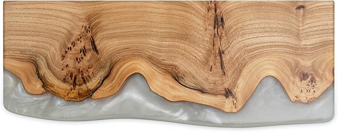 RWA Live Edge Floating Shelf – Unique Wood Floating Shelf for Wall Decor, Living Room, Bedroom, or Bathroom – Stylish Decorative Wall Shelves for Home & Office (Live Edge, Pearl - 12x6)