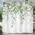 Riyidecor Green Eucalyptus Leaves Shower Curtain for Bathroom Decor 72Wx78H Plants Watercolor Floral Rustic Botanical Spring Nature Farm Art Printed Fabric Polyester Waterproof 12 Pack Plastic