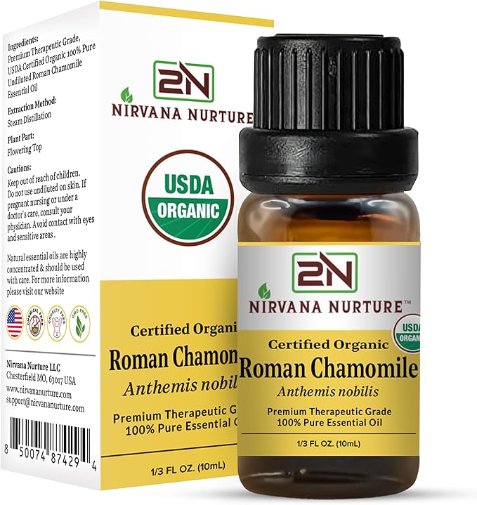 Roman Chamomile Essential Oil USDA Certified Organic, 100% Pure Natural Premium Grade, Undiluted