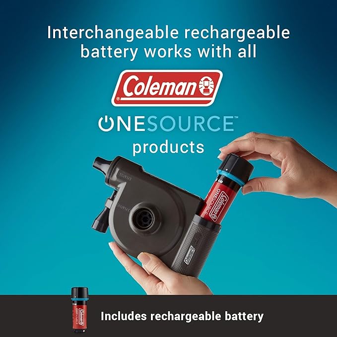 Coleman OneSource Rechargeable Outdoor Camping Gear: Camp Shower, Cordless Vacuum, Fan, Speaker, & Air Pump Options with Included Rechargeable Battery