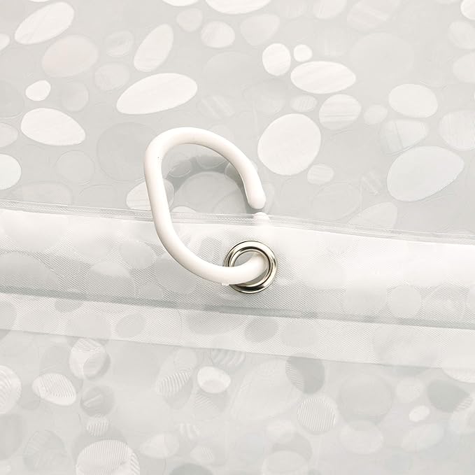 AooHome Pebble Pattern Shower Curtain Liner, Plastic EVA Shower Curtain with Bottom Magnets, Water Repellent, 72x72 inch, Semi Transparent