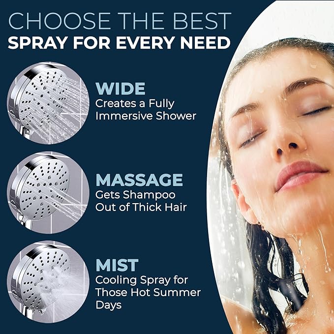 HammerHead Showers Dual Shower Head Combo, 8-Inch Rainfall & 3-Flow Handheld, Chrome, 2.5 GPM
