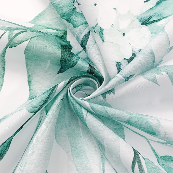 Gibelle Extra Long Shower Curtain 72 x 84, Teal Floral Shower Curtain for Bathroom, Watercolor Plant Eucalyptus Leaves Fabric Shower Curtain Set