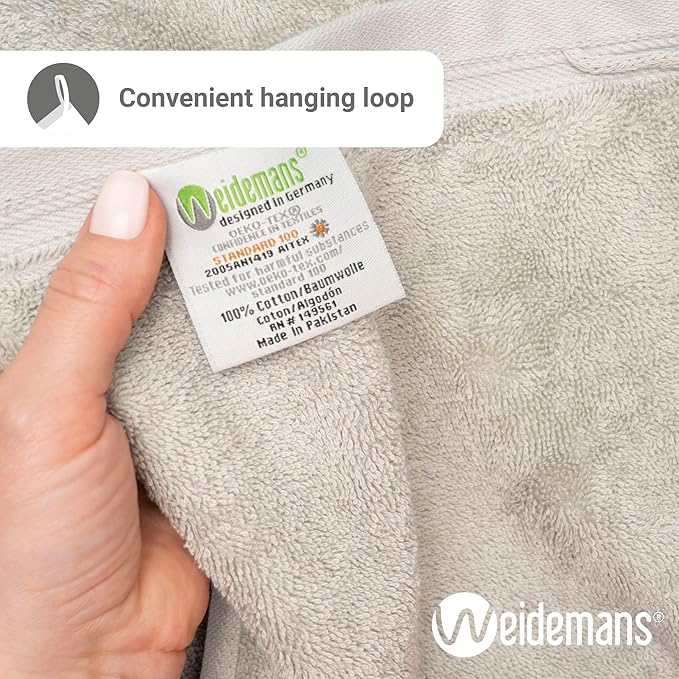 100% Cotton Washcloths Set 13” x 13” | Silver Towels | Set of 24 Ultra Soft and Highly Absorbent Washcloths Sets for Bathroom, Gym, Spa | Machine Washable Face Towel