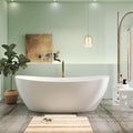 73" Premium Solid Surface Freestanding Bathtub, Contemporary Design Stand Alone Stone Resin Tub with Overflow and Pop-up Drain, Matte White