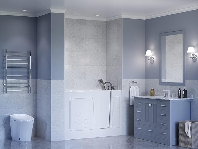 ANZZI Fast Drain Quick Fill Walk-In Right Drain Soaker Tub Chromatherapy LED Lights Acu-Stream Jets Aromatherapy | ADA-Compliant Safety Tub with Durable Gelcoat 53"x26"