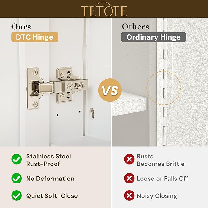 TETOTE 15 x 26 Mirrored Medicine Cabinets for Bathroom with Tempered Beveled Mirror White Medicine Cabinet Aluminum Cabinet DTC Hinges, Stepless Adjustable Shelves, Recessed/Surface-Mounted