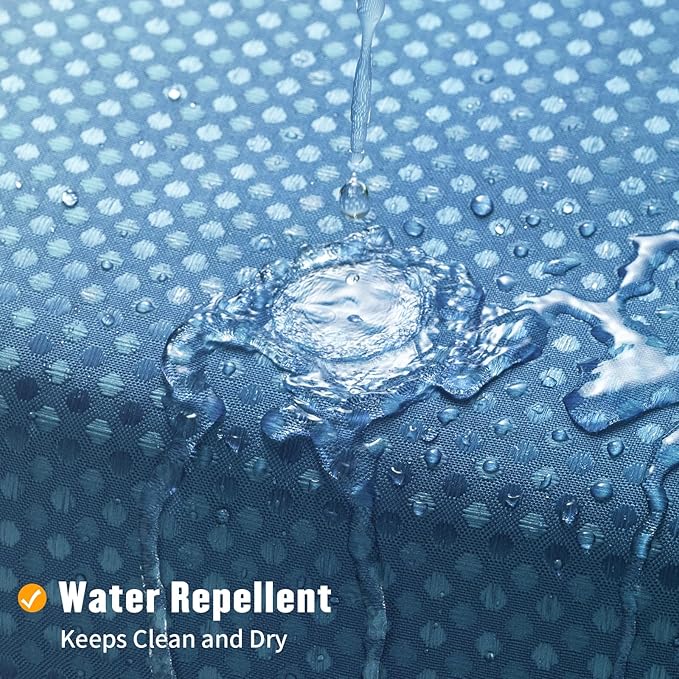 MitoVilla No Hooks Needed Blue Ombre Waffle Shower Curtain Liner Set, Modern Waffle Weave Heavy Duty Fabric Cloth Shower Curtain with Snap-in Liner for Luxury Neutral Hotel Spa Bathroom Decor, 72 x 74