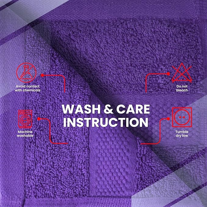 Infinitee Xclusives Luxury Wash Cloths for Showering [13x13] – 100% Cotton Washcloths [Pack of 4], Soft and Absorbent Face Towels for Bathroom Wash Clothes, Gym, and Spa (Profound Purple)