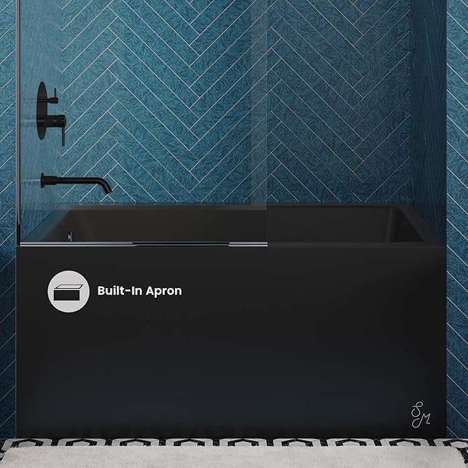 Voltaire 48" X 32" Left-Hand Drain Alcove Bathtub with Apron in Matte Black