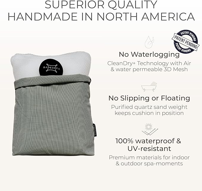 BADESOFA® Luxury Bath Pillow Set 2-Piece – Large Back Pillow & Foot Pillow for Tub – Spa-Grade Comfort for Head, Neck, Back & Feet – Quick Drying Bathtub Cushion Set in Blue