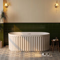 67" Freestanding Bathtub, Deep Soaking Tub with Non-Slip Base, CUPC Certified Stand Alone Tub, Modern Bathroom Soaker Tub with Chrome Drain, Easy Install, White