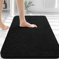 OLANLY Bathroom Rugs 35x24, Extra Soft Absorbent Chenille Bath Rugs, Rubber Backing Quick Dry, Machine Washable Bath Mats for Bathroom Floor, Tub and Shower, Home Decor Accessories, Black