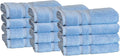 Mosobam Luxury Turkish Set of 12 Hand Towels 16X30 Allure Blue 700 GSM Bamboo Viscose & Aegean Turkish Combed Cotton