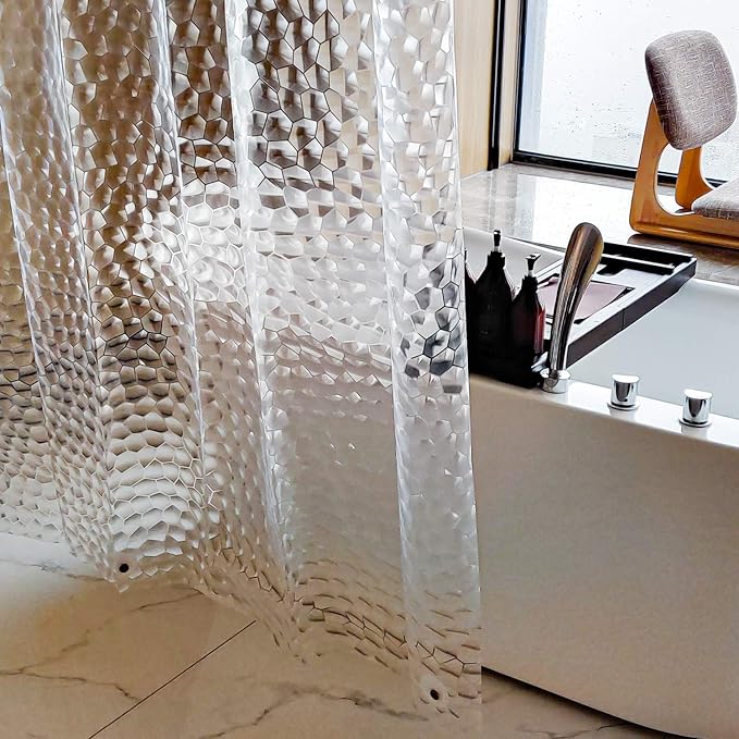 NTBAY EVA Clear Shower Curtain with Water Cube, Water-Repellent Liner with 3 Magnets for Bathroom, 72x72 Inches