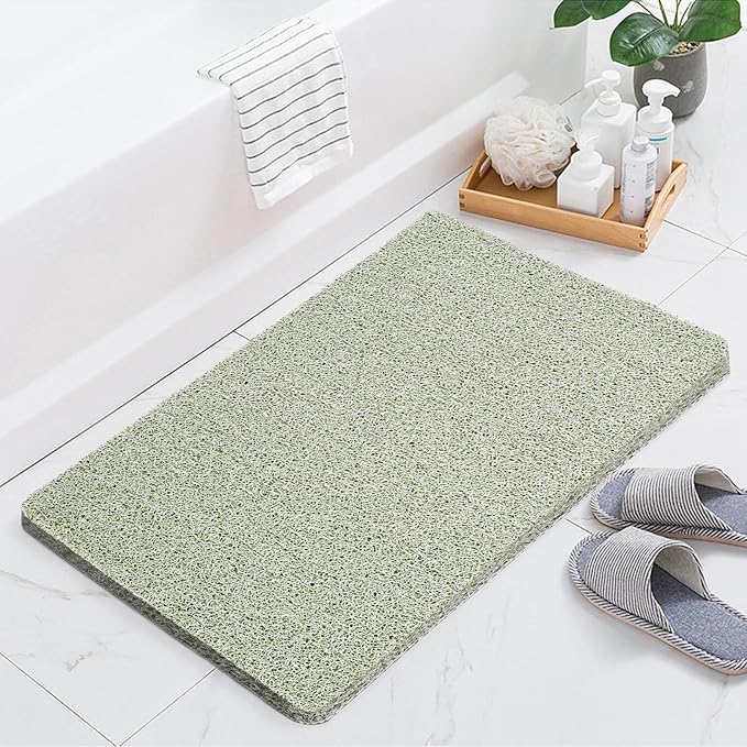 Joyhalo Shower Mats for Showers Anti Slip for Elderly, 32'' x 24'' Non Slip Bath Mat for Inside Shower, Bath Tub Mats for Bathroom Non Slip for Shower, PVC Loofah Bathroom Mats, Mint Green