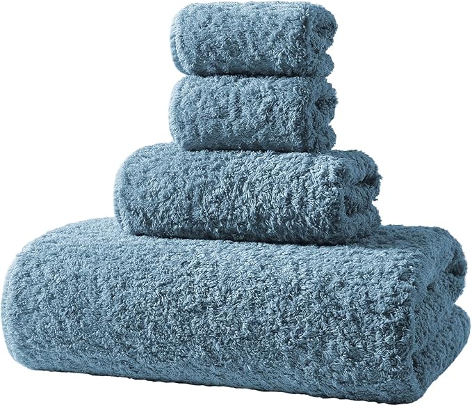 REDKISS Ultra-Plush Bath Towel Set - 900GSM Premium Thick Cotton for Bathroom & Spa, Super Absorbent Quick-Dry Bath Sheets with No Pilling (4-Piece Set for Adults, Luxury Hotel & Home Use)-Ink Blue