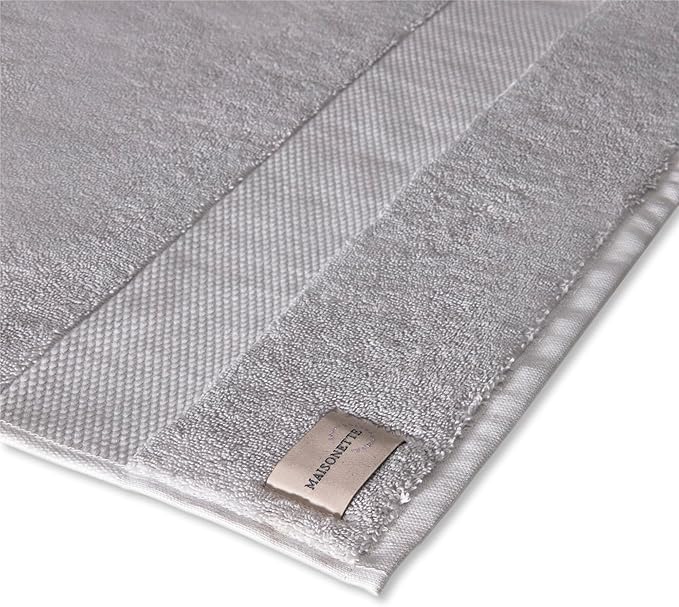 Maisonette Elegance 100% Organic Cotton Turkish Bath Towels, Soft & Absorbent, Ideal Quick Dry Large Bathroom Towel Set for Shower (30" x 58", 2 Pack) - Light Gray (Shore)