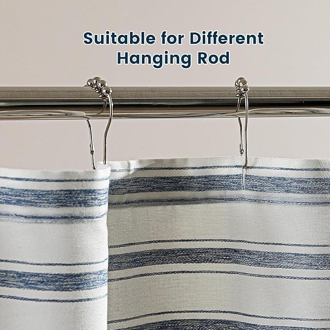 SLEEP ZONE Shower Curtain Liner, Waffle Shower Curtains for Bathroom, Heavy Duty Thick Fabric Shower Curtains - 285GSM Luxury Weighted Polyester Bath Curtain, 72" × 86" (Blue)