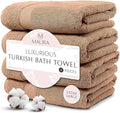 Maura Exquisite 4-Piece Turkish Bath Towel Set: Ultra-Soft, Thick, and Plush Towels for a Premium Hotel Experience in Timeless Classic Brown Elegance, Extra Large 30"x56"
