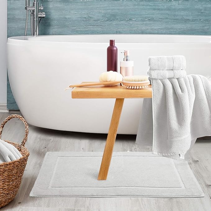 Hearth & Harbor Bath Mat Towels - 100% Ring Spun Cotton Luxury Towels - Ultra Soft & Highly Absorbent, Bathroom Towels, Floor Mat - White