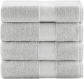 Comfort Spaces Turkish Bath Towel Set of 4 Piece 27x54 Medium 100% Cotton Towels Highly Absorbent Soft Quick Dry Shower for Bathroom Spa Light Grey