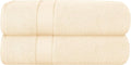 GLAMBURG 700 GSM Premium Cotton 2-Pack Oversized Extra Large Bath Sheet Set - 100% Combed Cotton - 2 Bath Sheets 35x70 - Luxury Hotel & Spa Quality - Durable Ultra Soft Highly Absorbent - Ivory