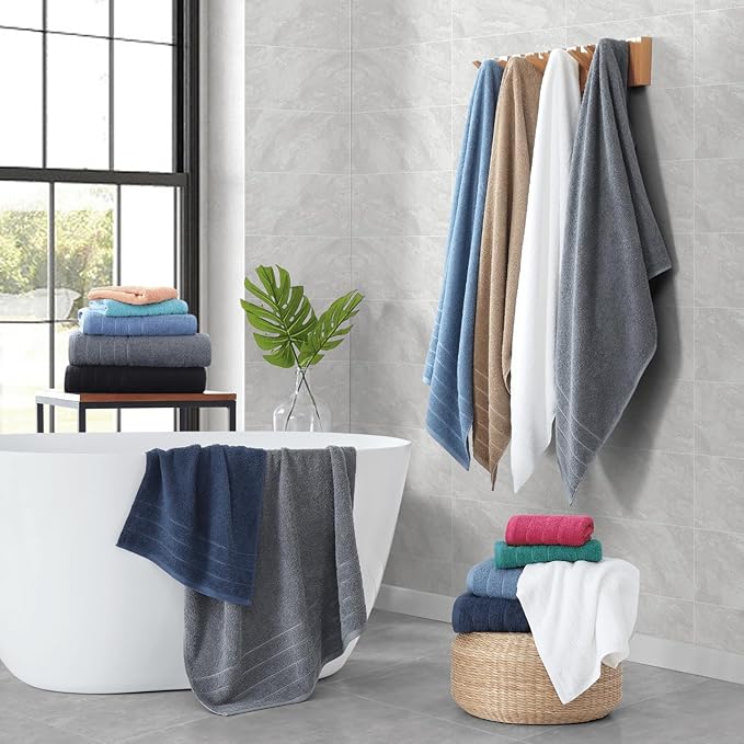 Casa Platino 100% Mercerized Cotton Bathroom Towel Set - 18 Pcs, Hotel Quality - Super Soft & Highly Absorbent - Ring Spun - 6 Large Bath Towels, 6 Washcloths, 6 Hand Towels - Family Pack - Oil Green