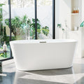 67" Acrylic Freestanding Bathtub, Modern White Soaking Tub for Bathrooms, Easy Install Contemporary Bath Tub with Chrome Overflow and Drain