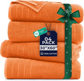 DAN River Extra Large Bath Towels Set of 4, 30 x 60 Inches - 100% Cotton Larger & Lighter Weight Towels for Bathroom - Quicker to Dry, Super Soft & Highly Absorbent Towels for Home, Orange