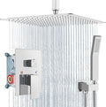 Aolemi Ceiling Mount Shower System Rain Shower Head with Handheld Spray High Pressure Shower Faucet Set Rough-in Valve Shower Trim Kit Included Bathroom Polish Chrome 16 Inch Ceiling Shower Head