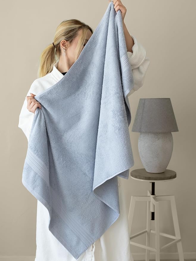 100% Turkish Cotton Towel Set of 6 - Soft, Plush & Super Absorbent - Premium Set with 2 Bath Towels, 2 Hand Towels, and 2 Washcloths - Made in Turkey (Baby Blue, 6-Piece Towel Set)