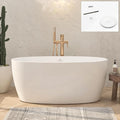 FerdY Tahiti 55" Acrylic Freestanding Bathtub, Elegant Oval Shape Soaking Bathtub, Glossy White, White Drain & Integrated Slotted Overflow Assembly Included cUPC Certified