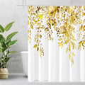 Gibelle Extra Long Shower Curtain 72 x 84, Yellow Floral Shower Curtain for Bathroom, Watercolor Plant Eucalyptus Leaves Fabric Shower Curtain Set