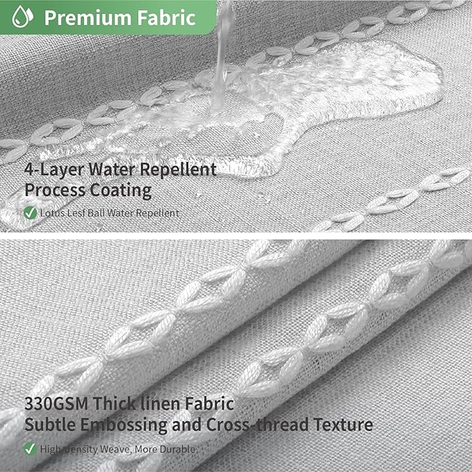 No Hook Long Shower Curtain Set with Snap-in Fabric Liner,Linen Ultra Thick Fabric with Tassels,Boho Chic Modern Farmhouse Country Neutral Cloth Shower Curtains for Bathroom,Grey/Gray,71x80