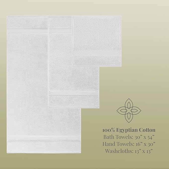 Aston & Arden Egyptian Wash Cloths - Pack of 6 - Oversized Ultra Soft Thick & Absorbent, 100% Ringspun Egyptian Cotton Bathroom Towel for Spa, Hotel, 600 GSM, 13 x 13 in, Light Grey