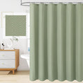 Gibelle Sage Green Shower Curtain for Bathroom, 3D Embossed Textured Fabric Shower Curtain, Modern Farmhouse Chic Soft Cloth Shower Curtain Set with Hooks, 72x72
