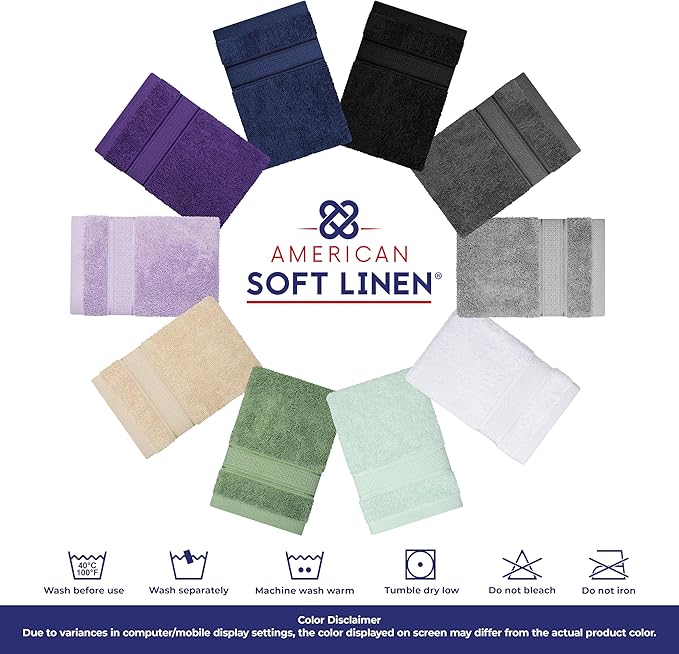 American Soft Linen Salem 100% Cotton Turkish 4 Piece Hand Towels for Bathroom, 600 GSM Soft Absorbent Quickdry Hand Face Towel Set, Beige