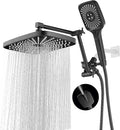 High Pressure Rain Shower Head with Handheld Spray Combo, 12 Inch Rainfall Shower Heads with Adjustable Extention Arm, Wide Dual Waterfall Showerhead with 3-Way Diverter(Matte Black)