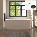 FerdY Maui 67" Acrylic Freestanding Bathtub, Contemporary Elegant Design Soaking Tub with Matte Black Drain and Minimalist Linear Design Overflow, Easy to Install
