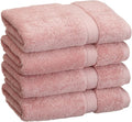 Superior Egyptian Cotton Pile Hand Towel Set of 4, Ultra Soft Luxury Towels, Thick Plush Essentials, Absorbent Heavyweight, Guest Bath, Hotel, Spa, Home Bathroom, Shower Basics, Tea Rose