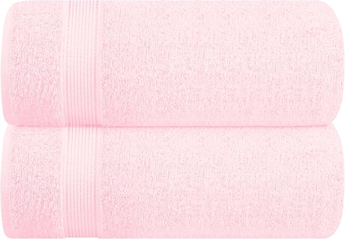 Belizzi Home Cotton 2 Pack Oversized Bath Sheet 35x70, Large Bath Sheet, Ultra Soft, Absorbent, Compact, Eco-Friendly, Recyclable, Quick Drying and Lightweight Towel - Pink