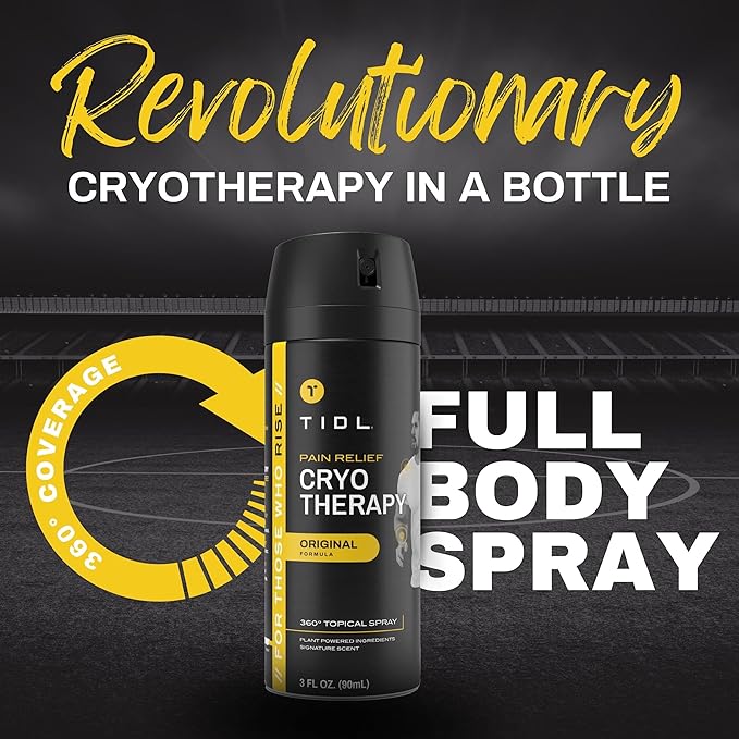 TIDL Cryotherapy Pain Relief Spray, 3 Oz (Pack of 2) Targeted Neck Pain, Joint & Muscle Pain Relief with Organic, Plant-Based Menthol, Instant Cooling for Arthritis, Back & Knee Pain