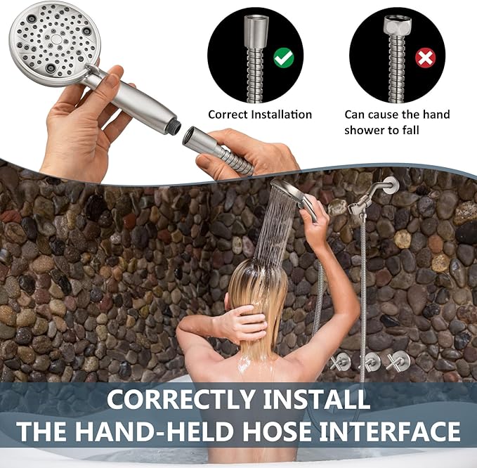Aolemi 3 Handles Tub Shower Faucet Set with Valve Bathtub Combo Set Shower System Complete Trim Kit Wall Mounted Brushed Nickel