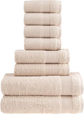 HALLEY Turkish Cotton Towels (Set of 8) 2 Bath Towels 2 Hand Towels 4 Washcloths, Super Soft Highly Absorbent 100% Cotton Towels for Bathroom and Kitchen for Mother’s Day (Ivory White)
