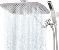 G-Promise All Metal 16 Inch Dual Square Shower Head with Handheld Spray Combo, Rain Shower Head, Adjustable Extension Arm, 3-Way Diverter, 71 Inch Extra Long Hose - A Bathroom Upgrade(Brushed Nickel)