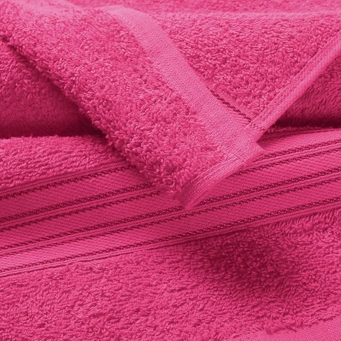 BOUTIQUO Ultra Soft Cotton 6 -Piece Hand Towel Set 16x24 Inch, Ideal for use in Bathroom, Kitchen, Gym, Spa & General Cleaning, Compact & Lightweight Multi Purpose Hand Towels - Hot Pink
