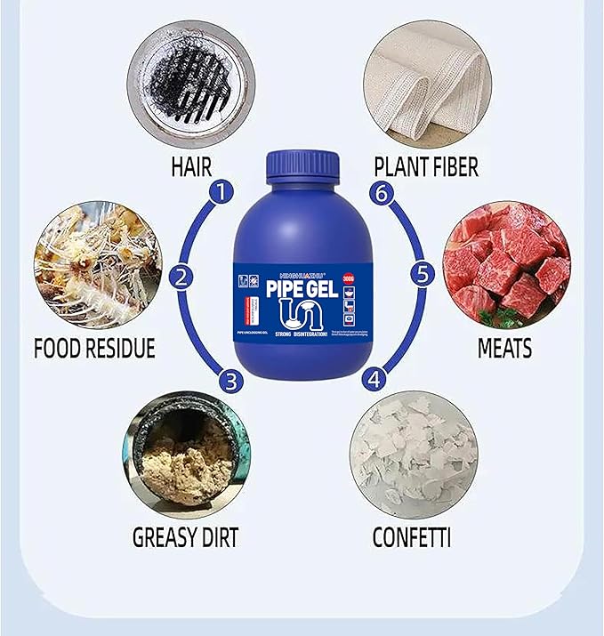 Professional Grade Drain Cleaner, Heavy Duty Pipe Unblocker for Kitchen Sink, Shower, Bathtub, Chemical Drain Opener